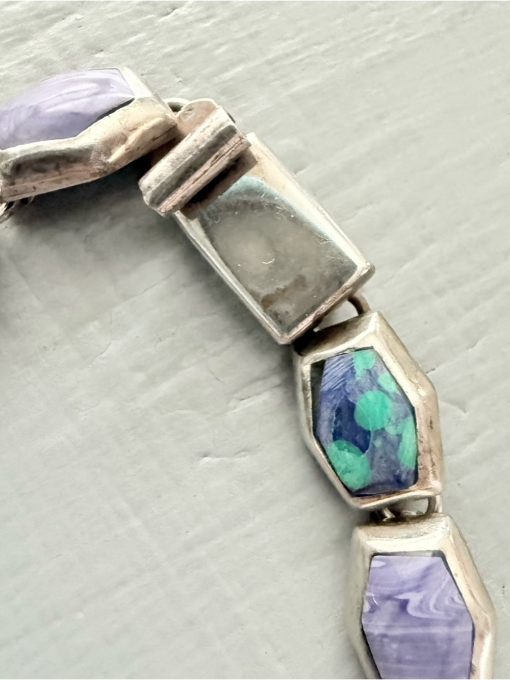 Vintage Taxco 925 Sterling Silver & Stone Bracelet - Picture 3 of 12